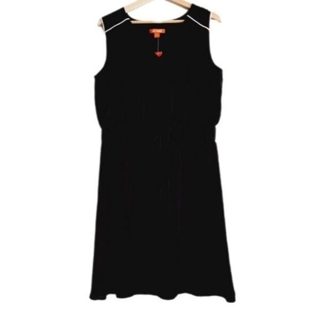 JOE FRESH Blouson Sleeveless Knee Length Drawstring Waist Dress Black Sz L